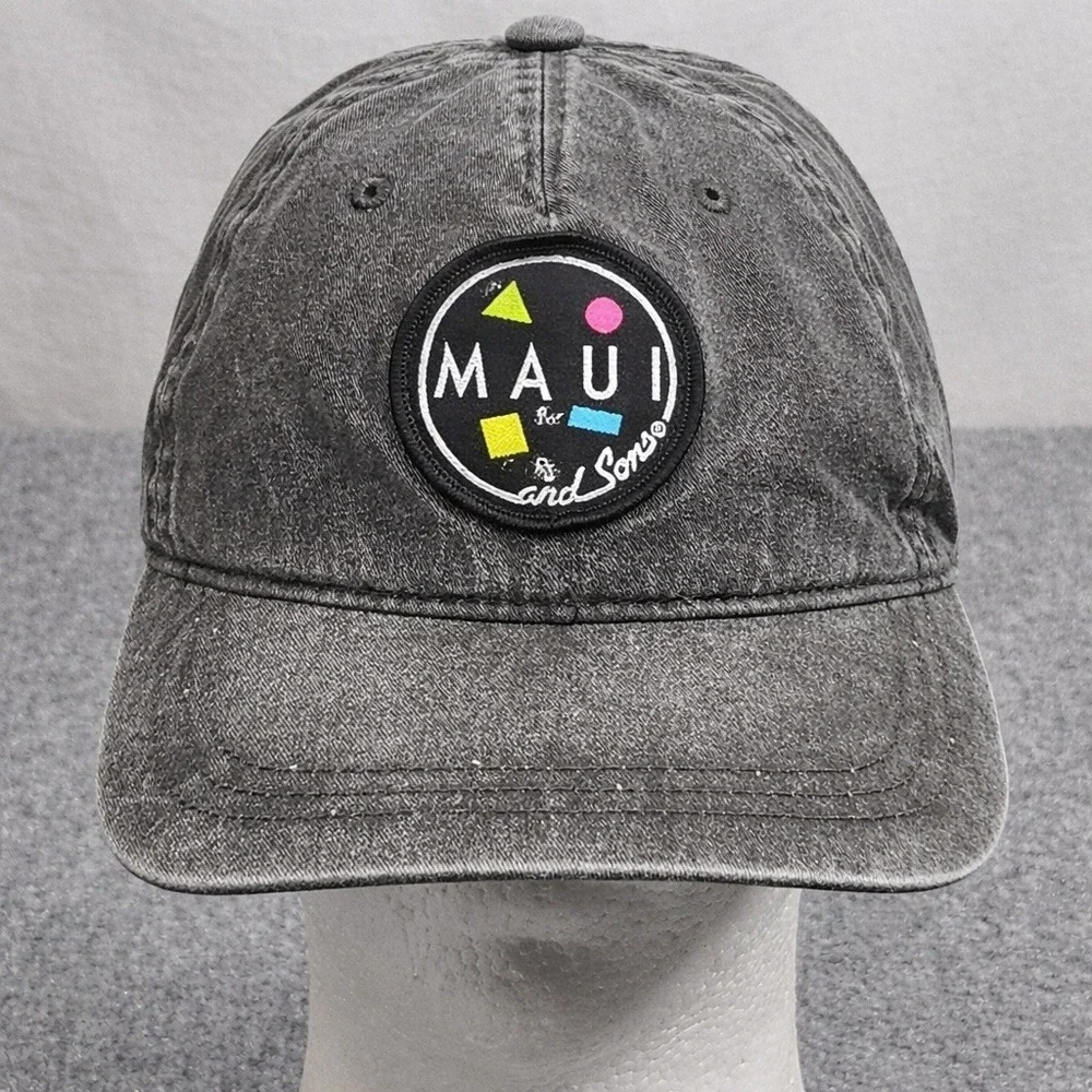 Maui and Sons Cap Gray Strapback Hat Washed Cotton Twill Surf Skater Dad Hat